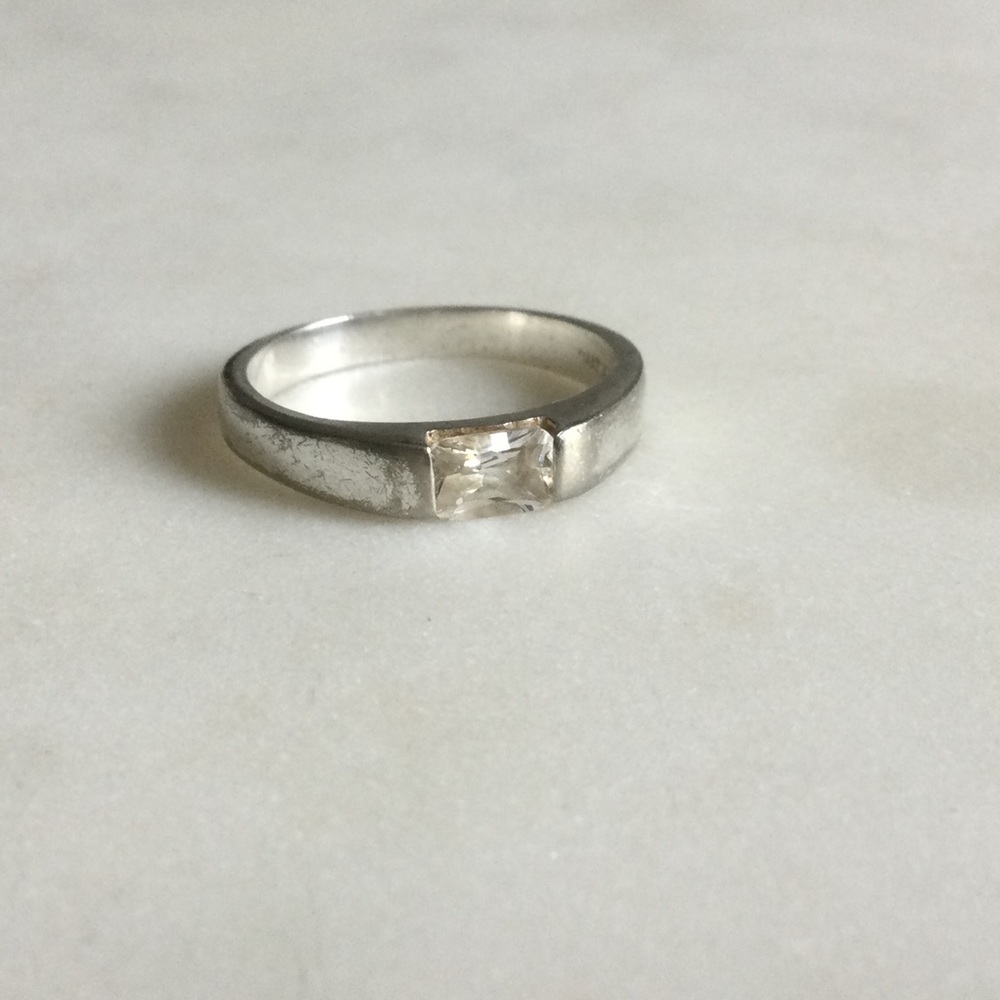 Silver Band With Clear Stone